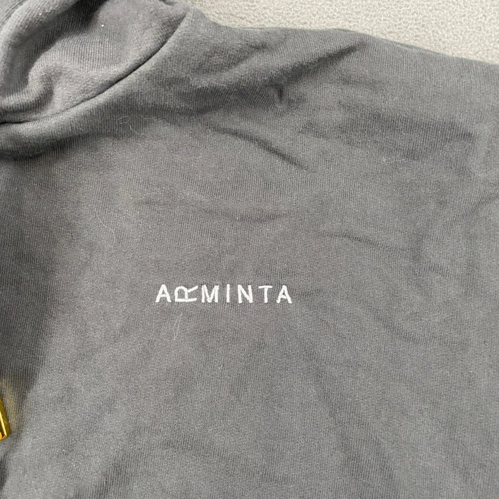 Arminta Womens Cropped Hoodie Charcoal Gray Cotton Raw Hem Sweatshirt Size M